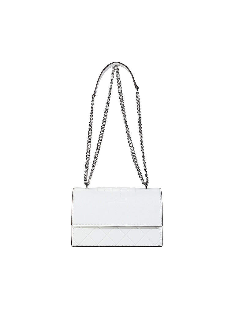 TORY BURCH Ledertasche - Schultertasche FLEMING Small weiss damen